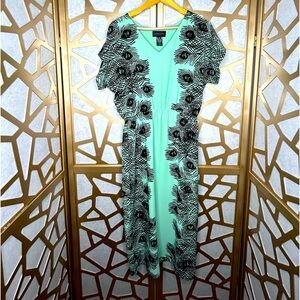 Corey Lynn Calter Peacock Feather Midi Dress